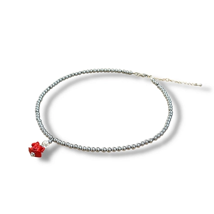 Чокер с подвеской Бур.Мур «Лошадка из детства», родированная латунь, гематит, горный хрусталь и эмаль, фото 4.