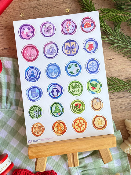 Стикерпак «Зимние сургучные печати», А6, фото 1.