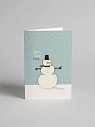 Открытка ВОЕ с деревянными элементами «Happy New Year cо снеговиком», открывающаяся, превью фото 1