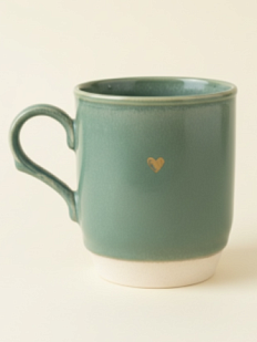 Кружка ручной работы Мастерская Виктории Нор «Сердечко», мятная, керамика, 200 мл