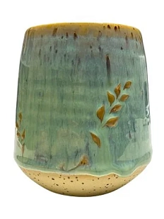 Стакан ручной работы «Пшеница», зеленый, керамика, 300 мл