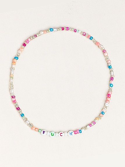 Чокер ручной работы с надписью «F**k», бисер, фото 2.