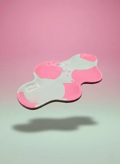 Поднос фигурный, «Облако», желто-розовый, фото 1.