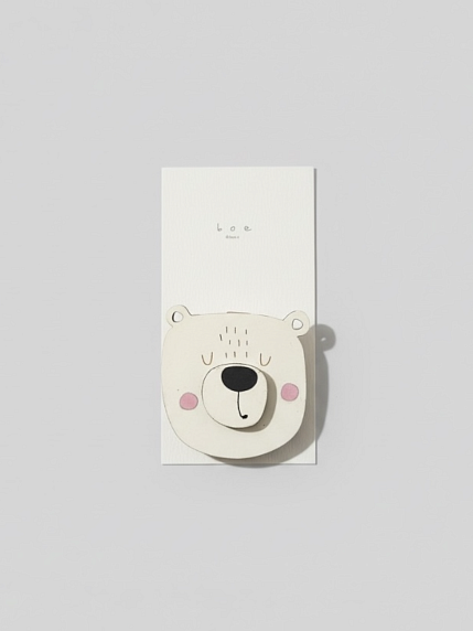 Бирка для подарка на прищепке «Голова белого мишки», BOE, фото 1.