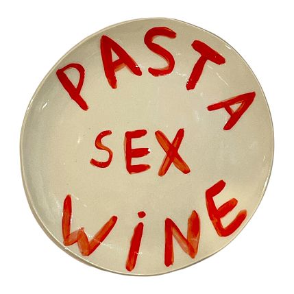 Тарелка ручной работы «Pasta Sex Wine», керамика, 23 см, фото 1.