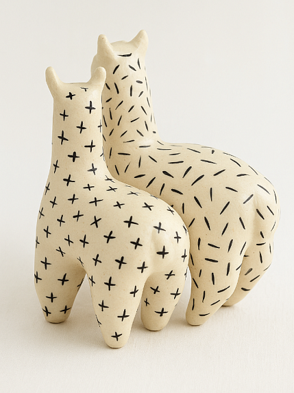Статуэтка керамическая ручной работы «Ламы», белая, фото 2.