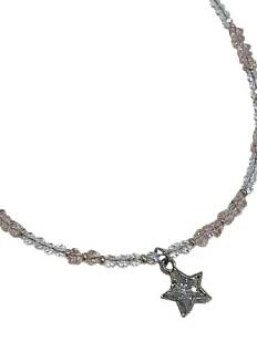 Чокер Звезда ручной работы из хрустального стекла с подвеской, розовый