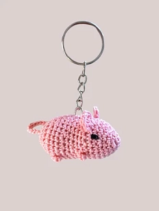 Вязаный брелок, обвес на сумку DARI DARI «Мышка», розовый, 4 см