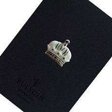 Брошь ручной работы Bulygin «Корона», бело-серебристая, фарфор