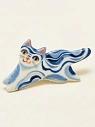 Брошь ручной работы Полина Гузеева «Полосатый котик», голубая, фарфор, превью фото 1