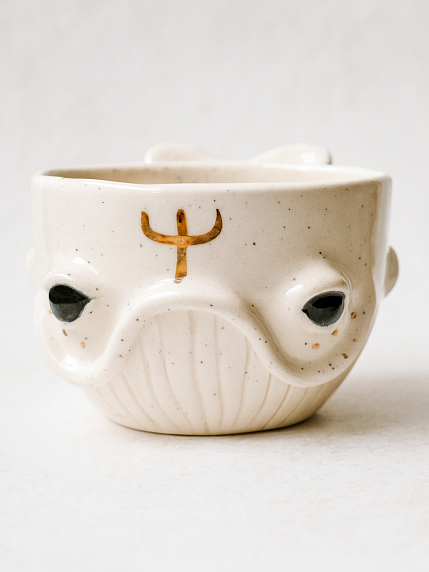 Кружка ручной работы «Кит», белая, керамика, 300 мл, фото 1.
