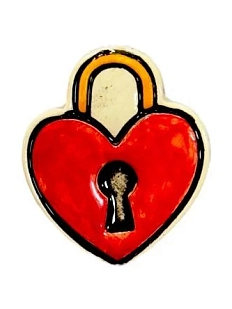 Брошь ручной работы Elizabeth Madar Замок, красная, керамика