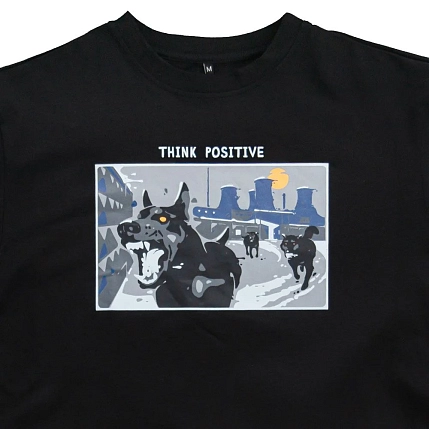 Футболка Barking Store «Think positive», 2XL муж., чёрный, фото 2.