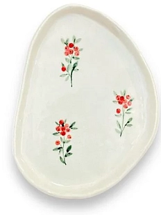 Блюдце ручной работы Верба керамика Брусника, керамика, 14 см