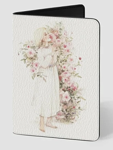 Обложка на паспорт Оксана Викторова «Девочка с розами», мягкий кожзам