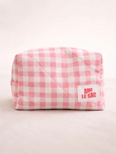Косметичка ручной работы АМИ (Ami lé sac) «Moyen», розовая клетка