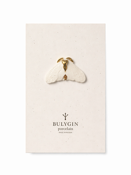 Брошь ручной работы Bulygin «Моль», фарфор, бело-золотистая, фото 2.