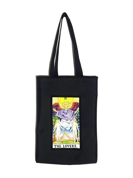Сумка шоппер Интроверт «Таро. Влюбленные», чёрный, фото 1.