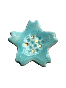 Брошь ручной работы «Цветочек», бирюзовая, Partala ceramics