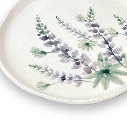 Тарелка ручной работы «Люпины», керамика, 20 см, фото 3.