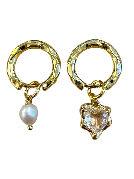 Серьги-конго с сердечком «Ice», родированная латунь, фото 2.