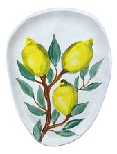 Блюдце ручной работы Лимоны, керамика, 14 см