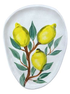 Блюдце ручной работы Лимоны, керамика, 14 см
