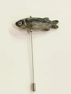 Брошь Бур Мур «Корюшка», муранское стекло, латунь родированная