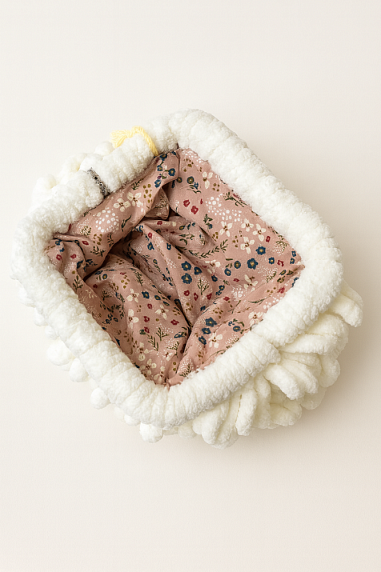 Косметичка вязаная ручной работы, молочная, фото 2.