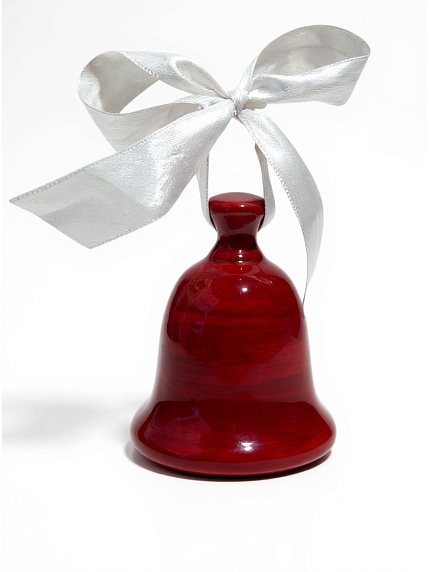 Ёлочная игрушка колокольчик, винный, керамика, фото 1.