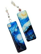 Серьги с картиной «Звёздная ночь», дерево с эпоксидной смолой