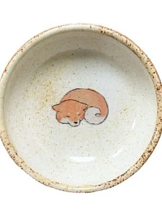 Пиала ручной работы Керемет «Спящая сиба-ину», коричневая, керамика, 9 см