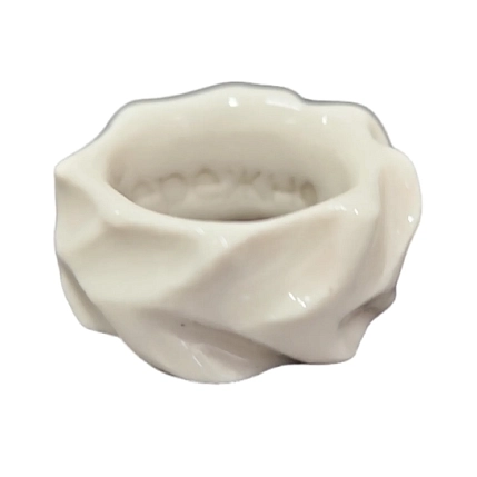 Кольцо ручной работы Бережно «‎Фактуры»‎‎, керамика, белое, фото 1.