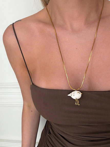 Подвеска ручной работы РУКИ В ГЛИНЕ с птичкой, золотистая, фарфор, фото 4.