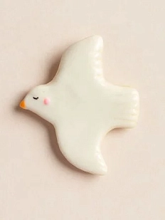 Брошь Радость Рядом «Птичка», полимерная глина, белая