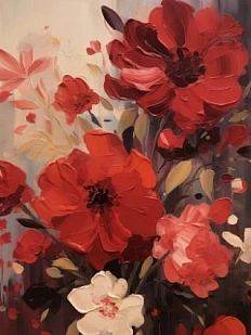 3D Стикер на телефон «Красные цветы», объёмный