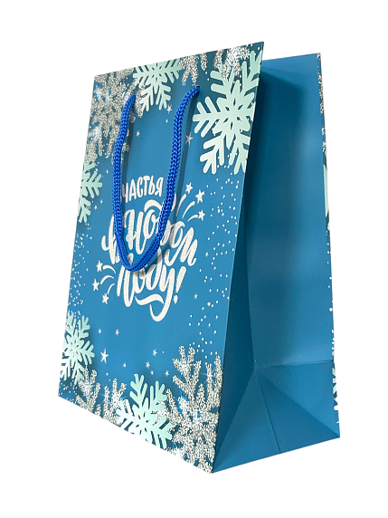 Пакет подарочный блестящий «Счастья в Новом году!», фото 2.