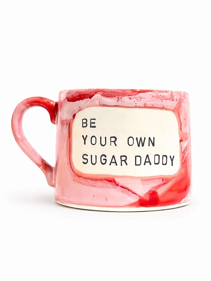 Кружка ручной работы Тата вытворяет/NF ceramics «Be your own sugar daddy», красная, керамика, 500 мл, фото 1.