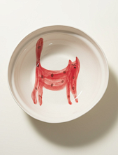 Тарелка ручной работы Донышко-горлышко «Кот Краш Красный», белая, керамика