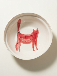 Тарелка ручной работы Донышко-горлышко «Кот Краш Красный», белая, керамика