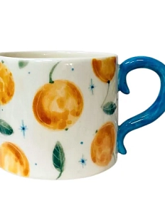 Кружка ручной работы прямая «Мандарины», полуфарфор, 250 мл