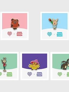 Набор металлических значков Heart of Moscow «Винни-Пух», 5 шт, серия Союзмультфильм