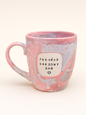 Кружка ручной работы NF ceramics «Радуйся каждому дню», розовая, керамика, 400 мл
