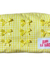 Косметичка ручной работы «Moyen», жёлтая клетка с бантиками