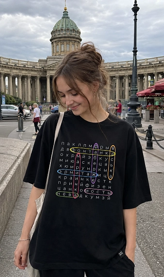 Футболка DARIDARI «Достопримечательности Петербурга», унисекс, 42, черная, фото 2.
