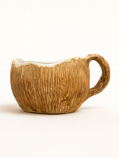 Кружка ручной работы «Кокос» с сердечком внутри, коричневая, керамика, 360 мл