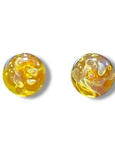 Круглые серьги-гвоздики Керко «Далеко», жёлтые, стекло