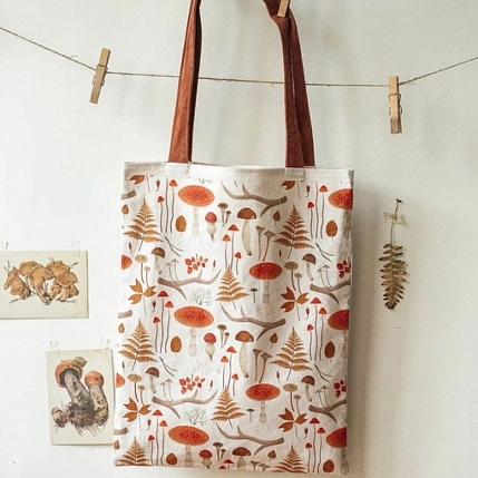 Сумка шоппер «Мухоморы», белый, фото 2.