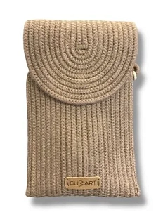 Сумка для телефона с клапаном, коричневая