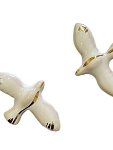 Серёжки-гвоздики «Пташки», глина